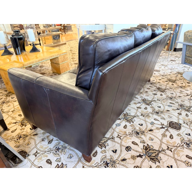 Animal Skin Bradington Young Brown Leather Sofa For Sale - Image 7 of 7