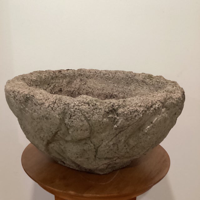 The product is a vintage, unique, and very heavy rustic hand-carved stone Japanese-style basin planter. It is large in...