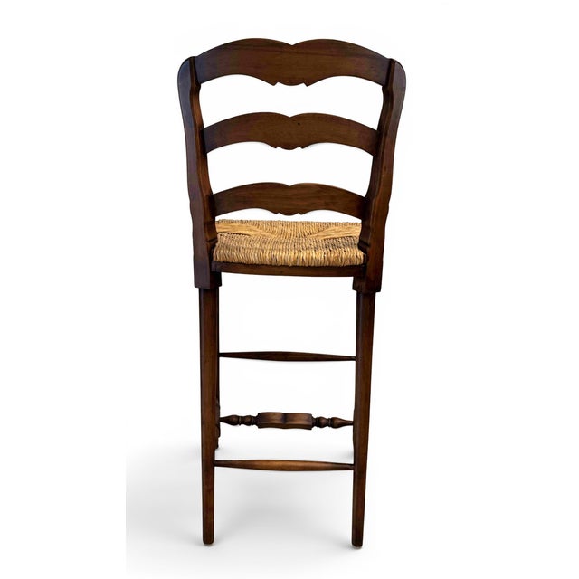 French Country Rush Seat Bar Stools - Set of 3 For Sale - Image 9 of 13