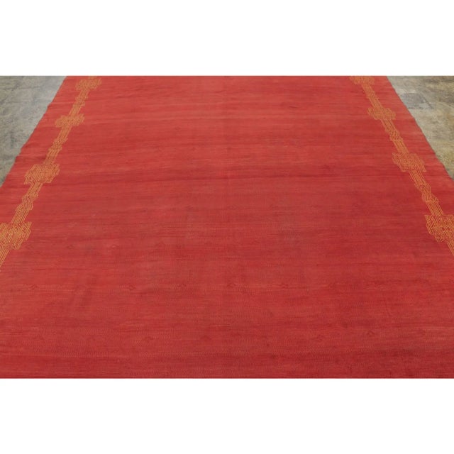 Made with hand-knotted wool, this 9x12 antique Deco Oushak rug is a striking example of 1920s Turkish weaving. Originating...