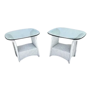Vintage Lloyd Flanders Loom Wicker Side Tables
