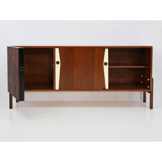 Sideboard with Asymmetrical Details and Sliding Doors from La Permanente Mobili Cantù, Italy, 1950s For Sale - Image 6 of 10