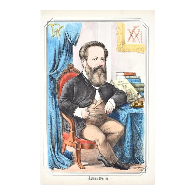 Antonio Ranieri - Lithograph by A. Maganaro - 1872 1872 For Sale