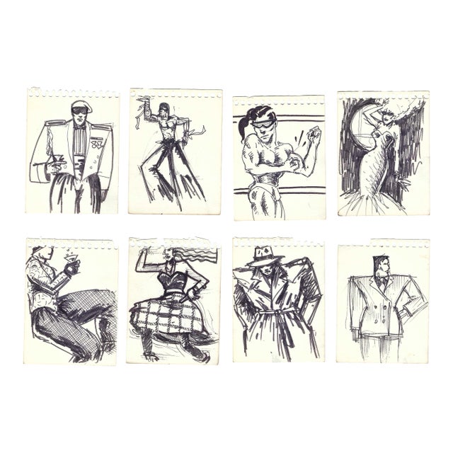 1980s Figure Drawings- Set of Eight For Sale