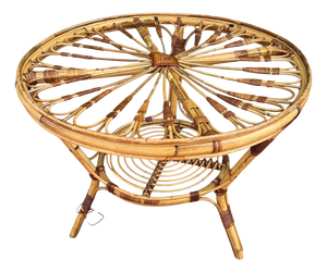 Vintage French Rattan Table, 1950s