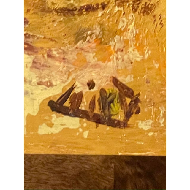 Mid 20th Century Vintage Original Painting "Under Two Trees" For Sale - Image 5 of 6