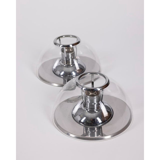 Vintage Italian Wall Lamps in Metal and Glass, 1980s, Set of 2 For Sale - Image 4 of 10