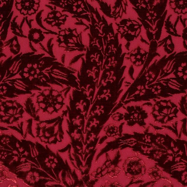 Contemporary Sample - Schumacher Saz Paisley Velvet Fabric in Burgundy For Sale - Image 3 of 5