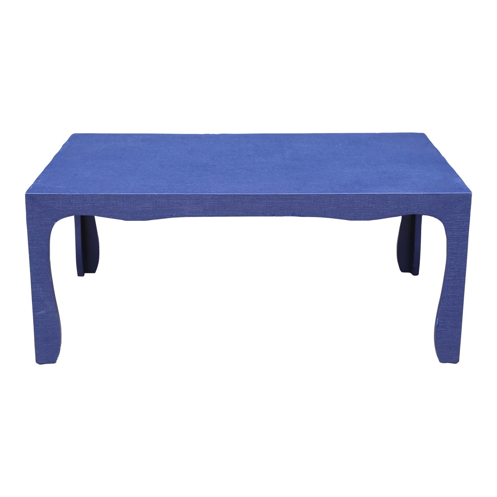Carl Springer Style Blue Raffia Coffee Table | Chairish