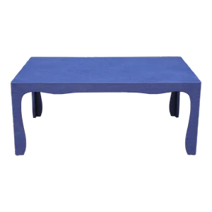 Carl Springer Style Blue Raffia Coffee Table