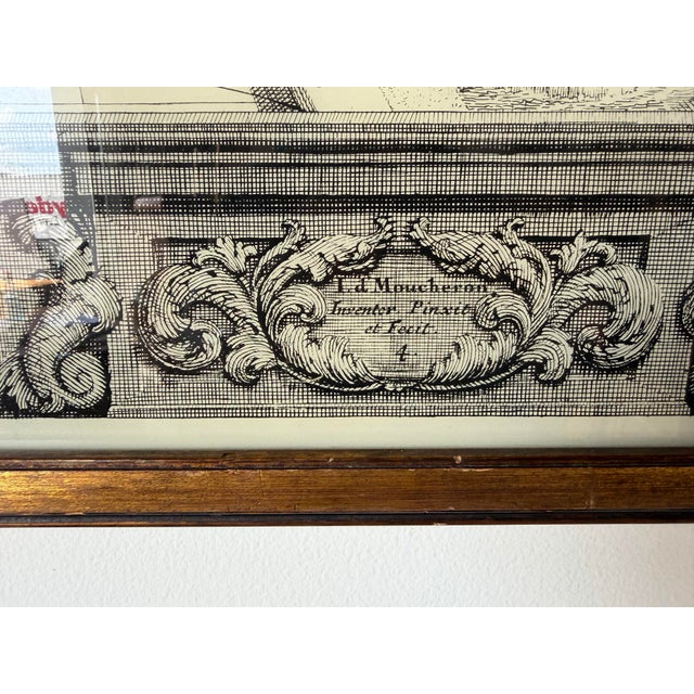 Vintage French Architectural Landscape Engraving, Framed For Sale - Image 11 of 12