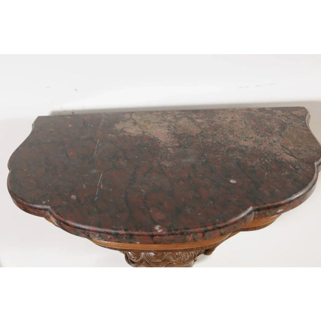 Brown French 1880s Carved Walnut Brackets with Cherubs and Faux Marble Tops- a Pair For Sale - Image 8 of 13