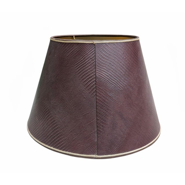 Vintage Crocodile Skin Burgundy and Gold Stiffel Lamp Shade For Sale In Charlotte - Image 6 of 14