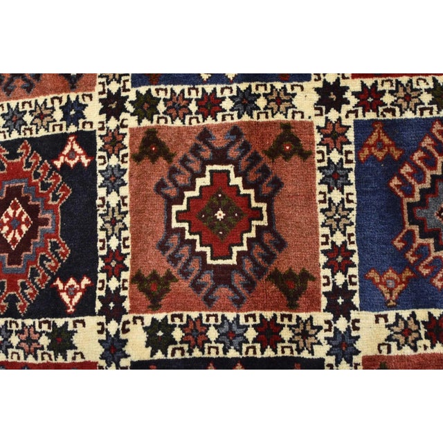 Textile Yalameh Rug 5'1'' X 6'10'' Multicolor Wool Vintage Tribal Hand-Knotted Carpet For Sale - Image 7 of 12