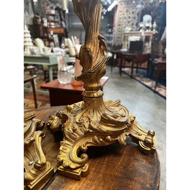 Pair of French Louis XV Style Gilt Bronze (Ormolu) Candlesticks For Sale In Atlanta - Image 6 of 8