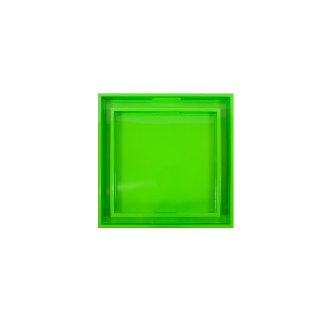 2020s Saint Tropez Square Tray Set of 2 - Green For Sale - Image 5 of 10