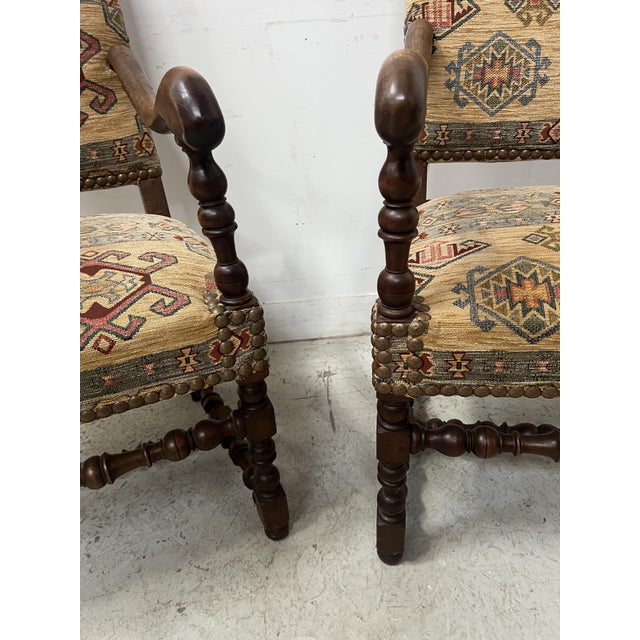 Louis XIII Style Armchairs with High Backs, 1900s, Set of 4 For Sale - Image 10 of 15