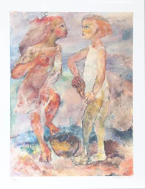 Sabina Teichman, "Beach Combers," Lithograph