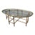 Vintage Faux Bamboo Oval Coffee Table With Brass Gallery & Glass Top For Sale