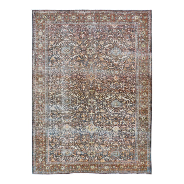 Antique Persian Sultanabad Rug With Detailed Allover Botanical Design8'11 X 12'7 For Sale