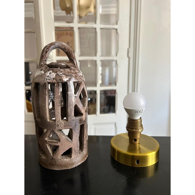 Ceramic Openwork Ceramic Lamp, 1970s For Sale - Image 7 of 14