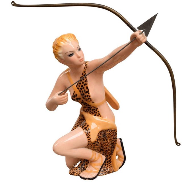 Italian Glazed Ceramic Diana Huntress Sculpture by Favaro and Cecchetto, 1950s For Sale - Image 9 of 9