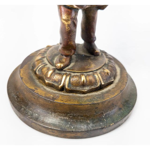 Antique Early 20th Century Bronze Colonial Figure Candle Stick For Sale In New York - Image 6 of 11
