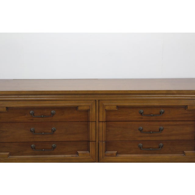 Mid Century Modern Walnut Six Dresser With Brass Hardware