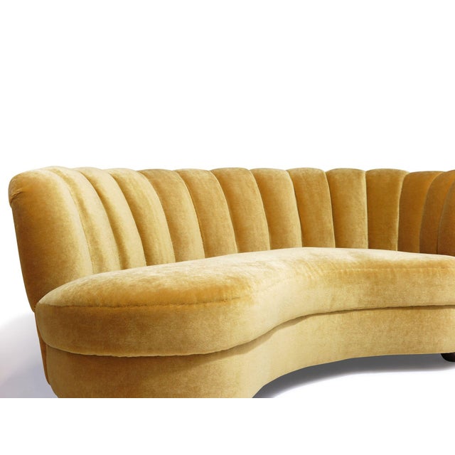 Mid-Century Modern 1940s Danish Mohair Sofa With Channel Back and Curved Silhouette For Sale - Image 3 of 12
