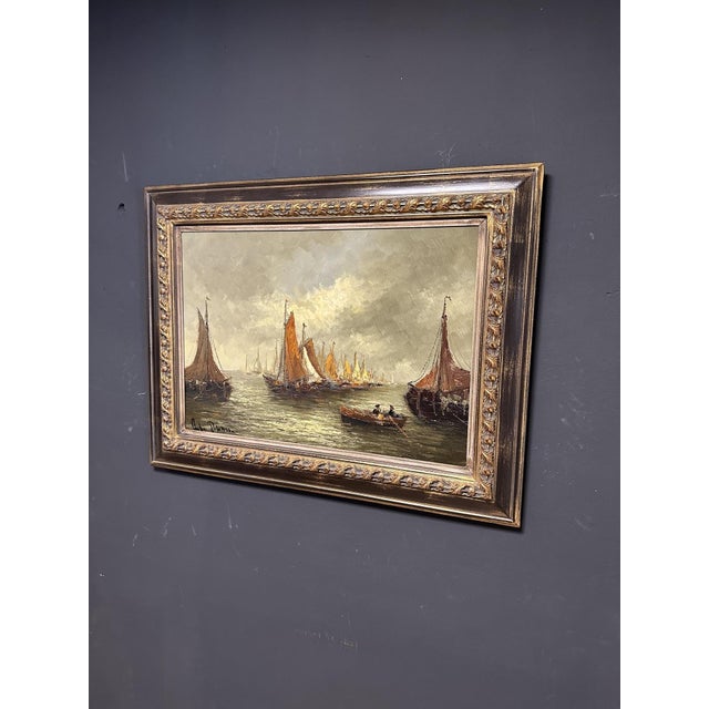Peter Brouwer, Ijsselmeer, 1970s, Oil Painting on Canvas For Sale - Image 4 of 10