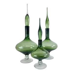 Mid-Century Vintage Complementary Set of Hand Blown Art Glass Jars