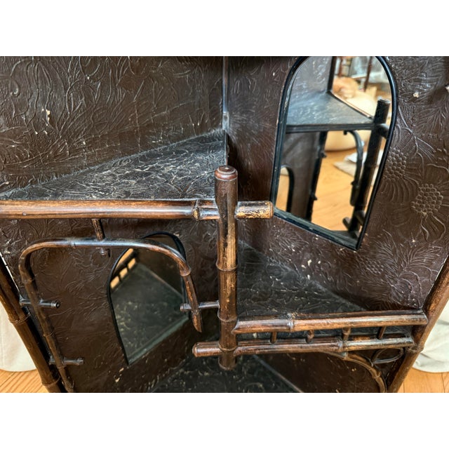 Brown 19th Century English Bamboo Corner Etarge For Sale - Image 8 of 13