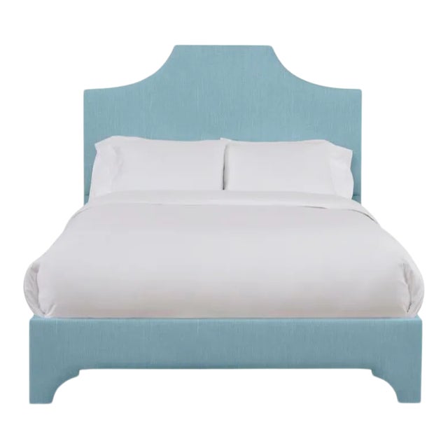 Kit Twin Bedframe, Mosaic Blue Linen For Sale