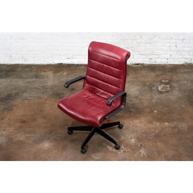 Red Leather Desk Chair by Richard Sapper for Knoll Inc/Knoll Intl, France 1992 For Sale - Image 4 of 13