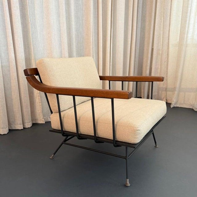 Beige 1950s Mid Century Modern Wrought Iron Lounge Chair by Richard McCarthy For Sale - Image 8 of 10