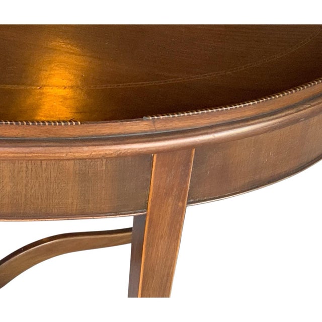 Antique English Edwardian Mahogany & Satinwood Marquetry Oval Occasional Table England C. 1900 For Sale - Image 9 of 11