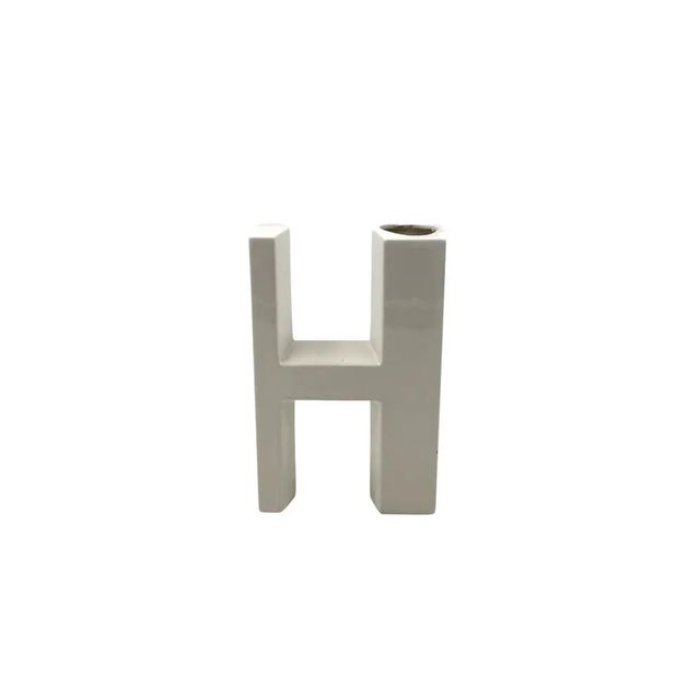 Space Age White H Letter Shaped Ceramic Solifleur Vase by Marcel Radureau, 1970 For Sale - Image 3 of 12