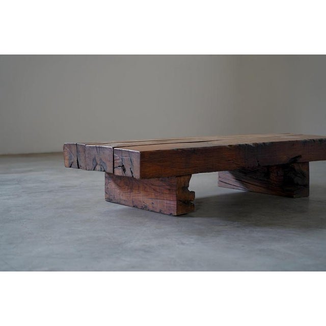 Large Vintage Dutch Rustic Coffee Table in Oak, 1960s For Sale - Image 5 of 7