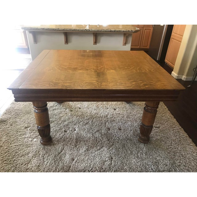 1910s Traditional Tiger Oak Dining Table With 4 Leaves Chairish