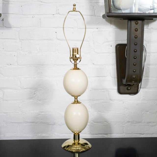 Italian Pair of ostrich egg lamps in the style of Crespi For Sale - Image 3 of 8