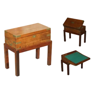 Victorian Hardwood Military Campaign Writing Slope Desk