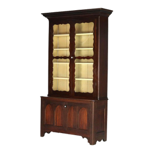 Antique Two-Piece Walnut Step Back Bookcase Circa 1910
