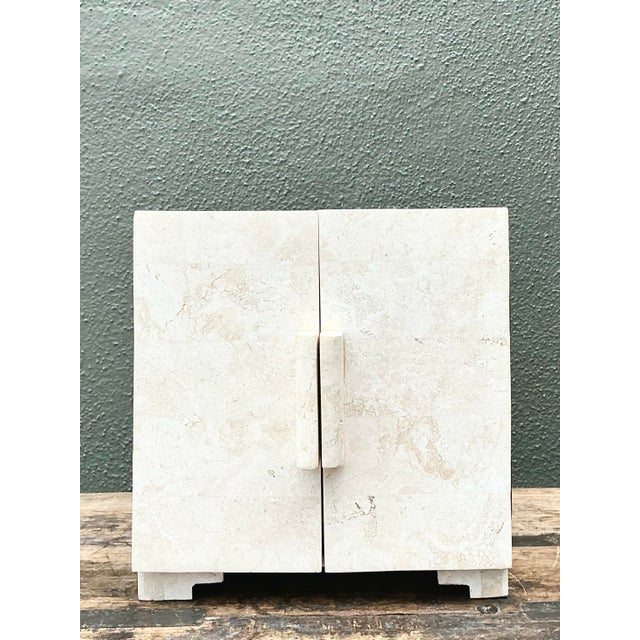 Cream Vintage Tessellated Stone Jewelry Box For Sale - Image 8 of 12