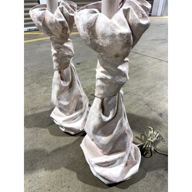 1970s Drapped Knotted Table Lamps After John Dickinson For Sale - Image 9 of 16