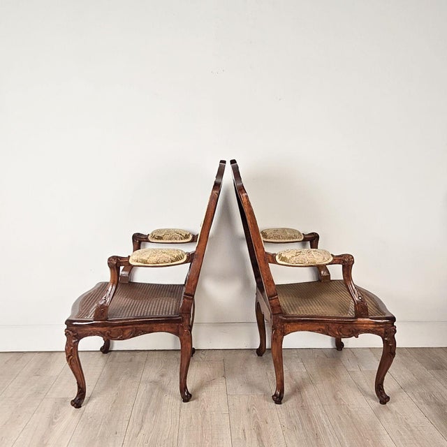 Mid 18th Century Pair of Louis XV Large Caned Armchairs, France Circa 1760 For Sale - Image 5 of 13