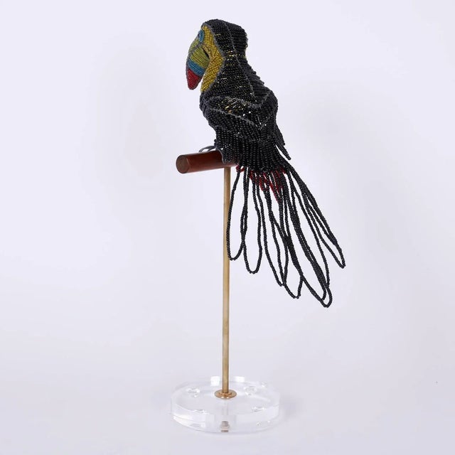 Mid-Century Modern Mid-Century Tropical Glass Bead Toucan Sculpture For Sale - Image 3 of 8