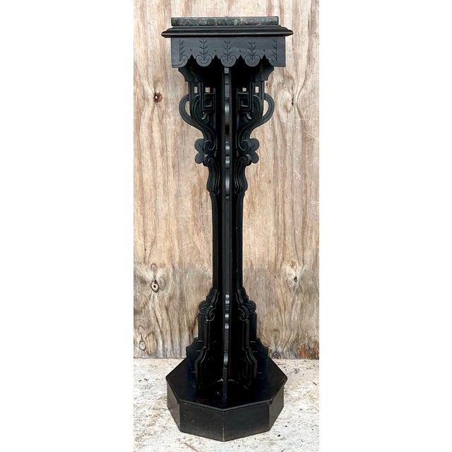 Early 20th Century Vintage Boho Eastlake Wooden Pedestal For Sale - Image 5 of 10