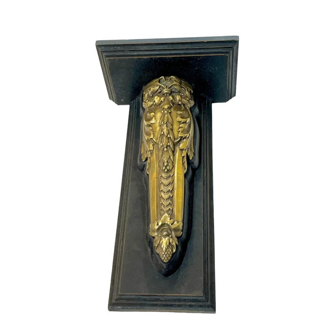 Metal Pair of Vintage French Neoclassical Style Bronze and Wood Wall Brackets Shelves For Sale - Image 7 of 10