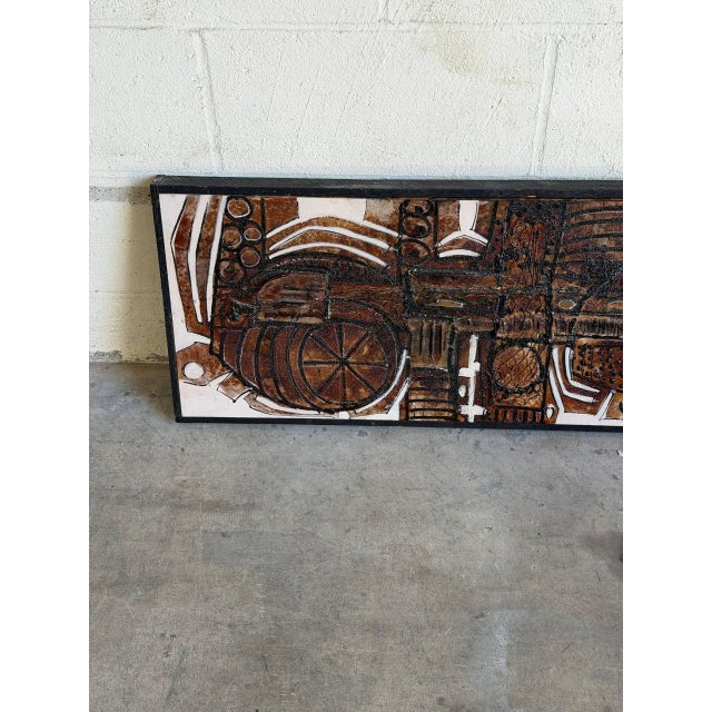 Mid-Century Modern Vintage Danish Modern Abstract Wall Art Panel Signed Brutalist Style Artwork For Sale - Image 3 of 9