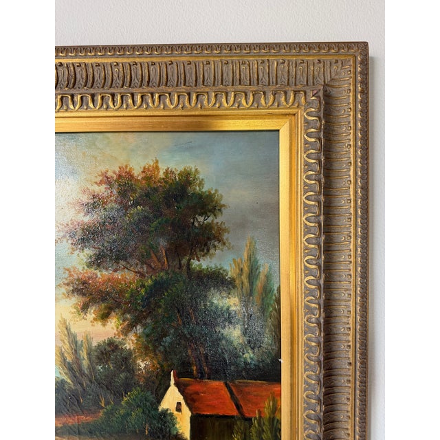 1970s Vintage European Countryside River Landscape Oil Painting on Canvas – Framed For Sale - Image 5 of 17
